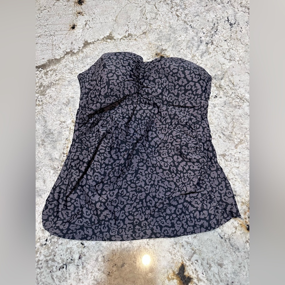 Merona Black and Gray Strapless Leopard Swim Tankini